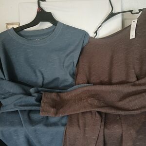 Big And Tall 3x Thermal Long Sleeve Shirts in Blue and Brown
